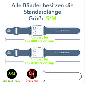 Silikon Ersatzarmband für Apple Watch 7,6,5,4,3,2,1, SE 38-45mm