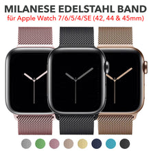 Laden Sie das Bild in den Galerie-Viewer, Milanaise Milanese Edelstahl Armband 42/44mm Für Apple Watch 7,6,5,4,SE - 9 Farben